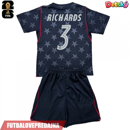 Lacne Dětský Futbalové dres Spojené štáty Chris Richards #3 MS 2026 Krátky Rukáv - Preč (+ trenírky)